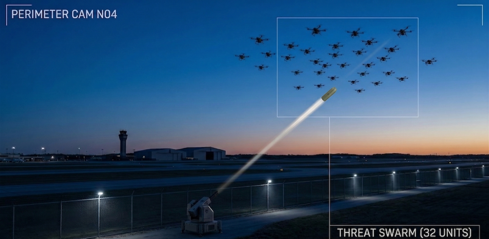 ARES-40 intercepting drone swarm